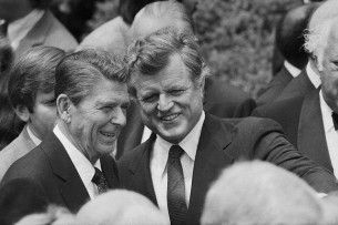 Ted Kennedy and Ronald Reagan at Memorial