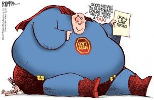 Cagle Cartoon - Obama, tax, mandate, July 3, 2012