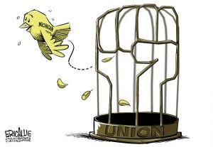 union right to work michigan - cagle cartoon