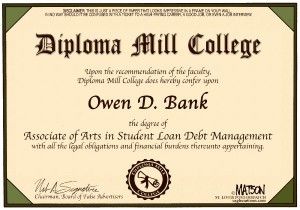student loan diploma mill, cagle, Feb. 4, 2013