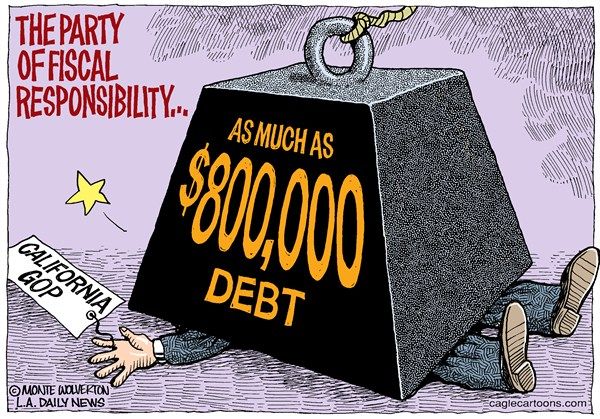 California Republican Party debt, Cagle, March 2, 2013