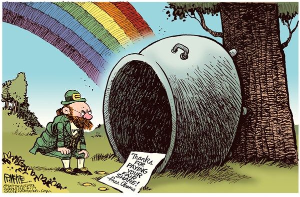 St. Patrick's Day fair share, cagle cartoon, March 15, 2013
