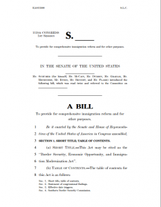 Immigration bill 2013, first page
