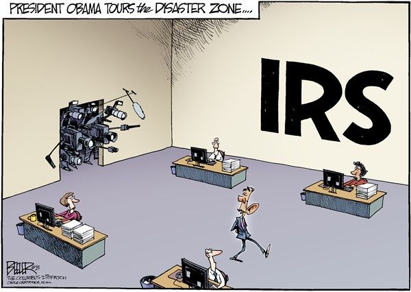 Obama IRS disaster zone, Cagle, May 26, 2013